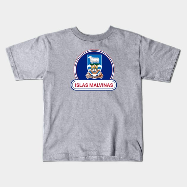 Islas Malvinas Country Badge - Islas Malvinas Flag Kids T-Shirt by Yesteeyear